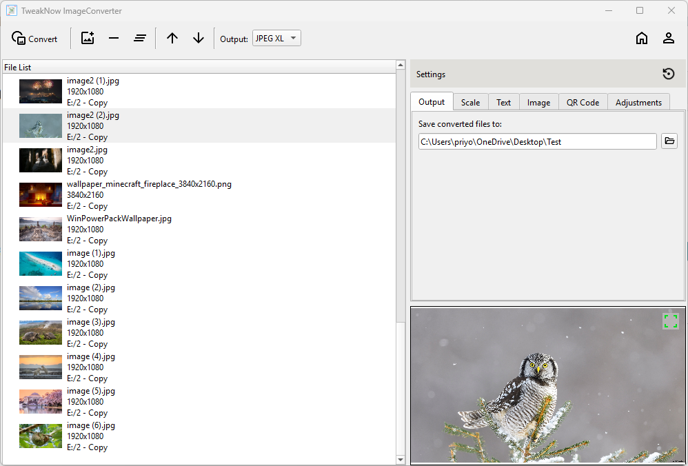 TweakNow ImageConverter Main Screen