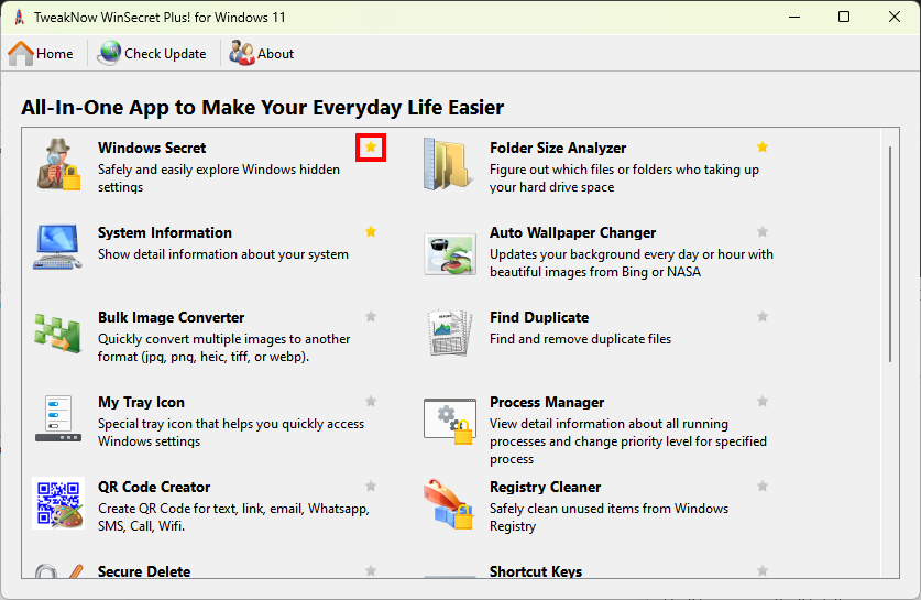TweakNow WinSecret Plus! for Windows 11 and 10 4.9.6 download the new version for windows